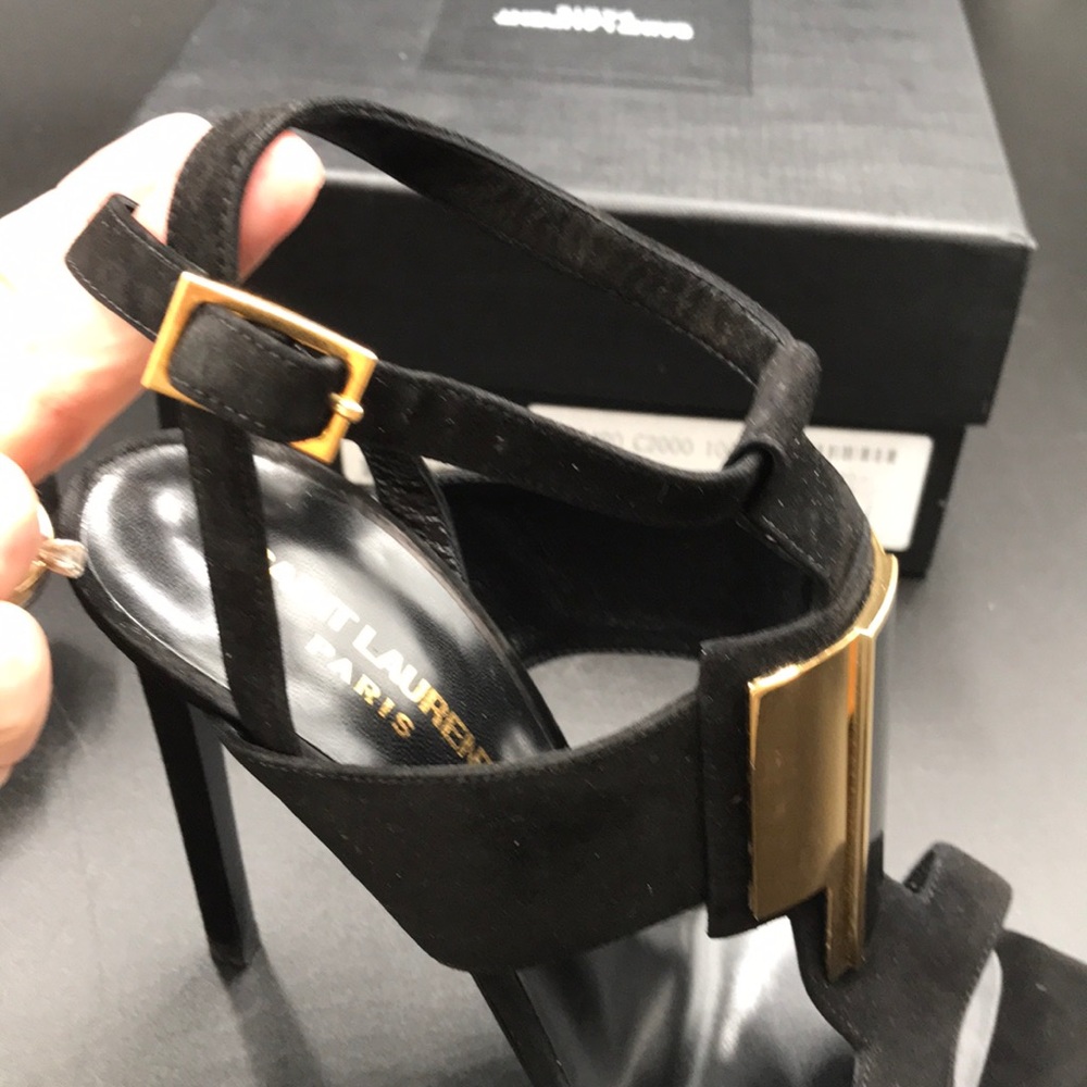 YSL SAINT LAURENT Paris Kid Scamosciato Blk Gold - Picture 7 of 8